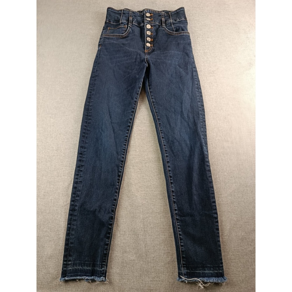 Veronica Beard Keith 12" Corset Jeans Womens 28 Denim Skinny Dark Slate Wash